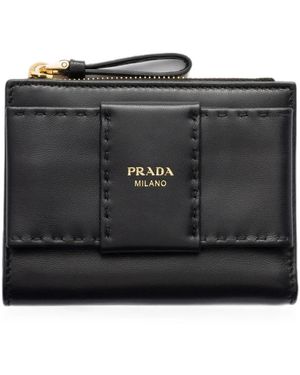 Prada Small Nappa-Leather Wallet With Bow - Black