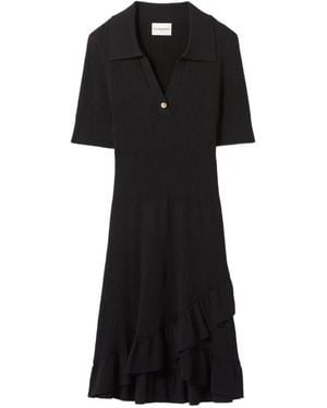 Claudie Pierlot Ruffled Polo Knitted Dress - Black
