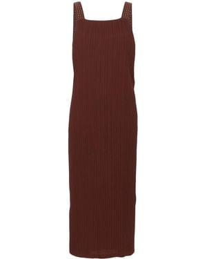Alysi Interwoven-Straps Plissé Midi Dress - Purple