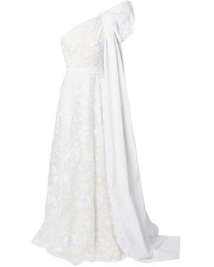 Erdem Abito Da Sera Monospalla Con Ricamo - Bianco