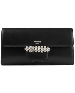Jimmy Choo Bing Crystal-Embellished Wallet-On-Chain - Black