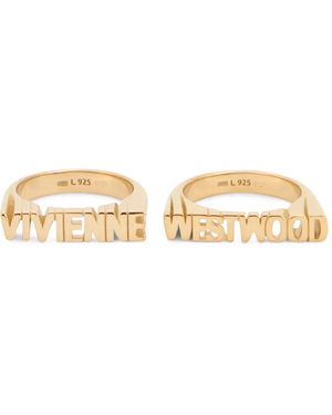 Vivienne Westwood Ring Mit Logo (2Er-Set) - Natur