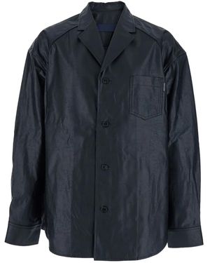 Juun.J Tailored-Collar Coated Cotton Shirt - Blue
