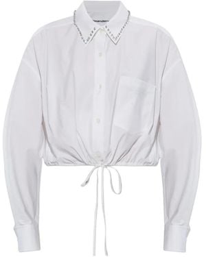 Alexander Wang Crystal-Embellished Cropped Shirt - White