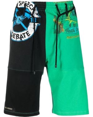 Marine Serre Graphic-Print Track Shorts - Green