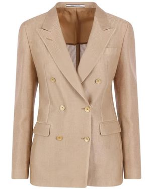 Tagliatore Double-Breasted Peak-Lapels Blazer - Natural