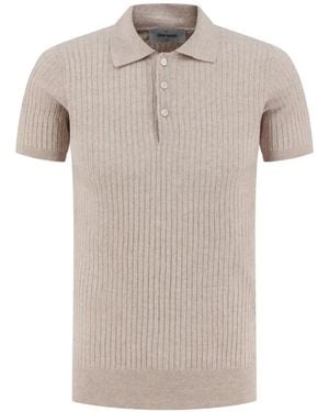 Gran Sasso Ribbed-Knit Polo Shirt - Grey
