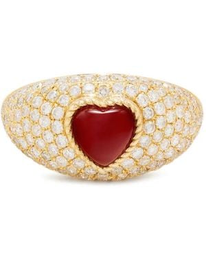 Yvonne Léon 9K Mini Bague Dôme Coeur Diamond And Agate Ring - Pink