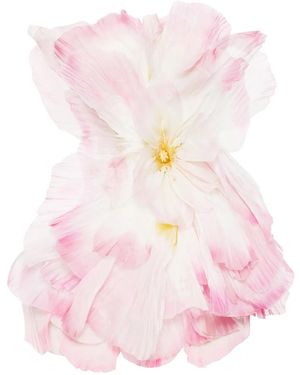 Oscar de la Renta Petal-Appliqué Organza Minidress - Pink