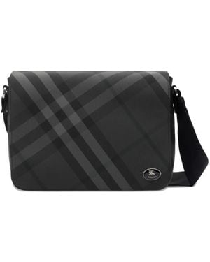 Burberry Borsa Messenger A Quadri - Nero