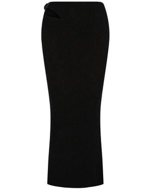 SRVC Studio Cut-Out Ribbed Fitted Maxi Skirt - Black