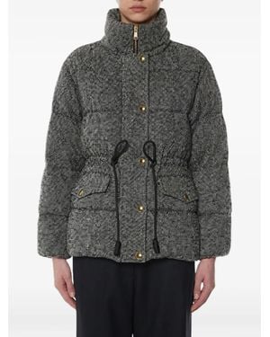 Moncler Piumino Con Effetto Tweed - Grigio