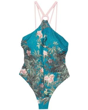 Mazzei Monkey-Print Swimsuit - Blue
