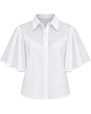 KARL LAGERFELD Chemise En Broderie Anglaise À Manches Évasées - White