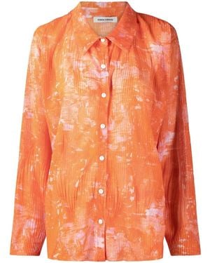Henrik Vibskov Jupe Imprimée À Design Plissé - Orange