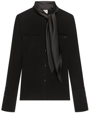 Courreges Satin-Scarf Jersey Shirt - Black