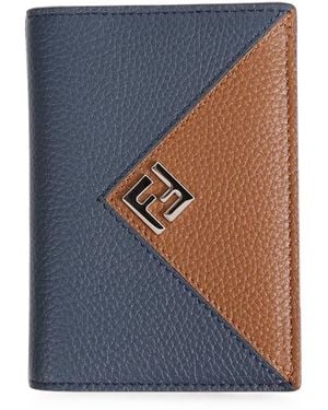 Fendi Lui Logo-Plaque Bifold Card Holder - Blue