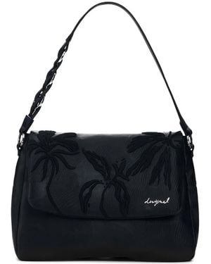 Desigual Leaf-Embroidered Backpack - Black
