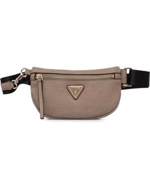 Guess Devon Logo-Debossed Belt Bag - Brown