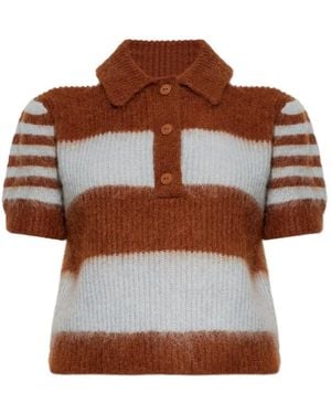AllSaints Striped-Pattern Polo Top - Brown
