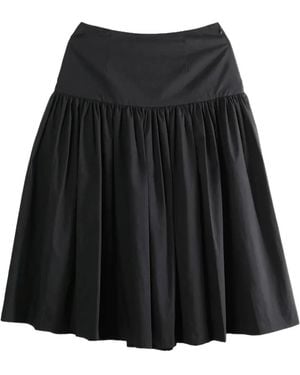 Amomento Falda Acampanada Con Diseño Fruncido - Negro