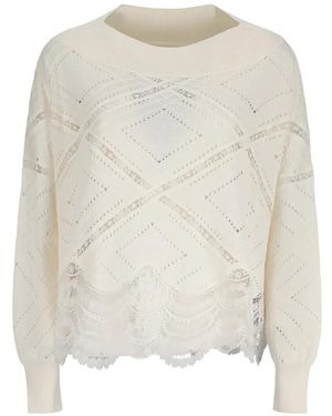 Ermanno Scervino Lace-Trimmed Jumper - White