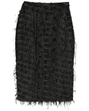 Patrizia Pepe Fringe-Detail Midi Skirt - Black