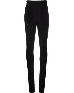 Philipp Plein Cashmere Crystal Cable-Knit Pants - Black