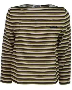 Miu Miu Camiseta con parche del logo - Verde