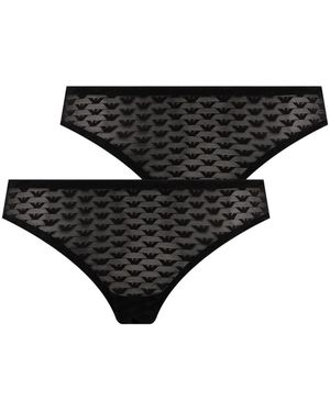 ARMANI EXCHANGE Logo-Pattern Mesh Briefs - Black