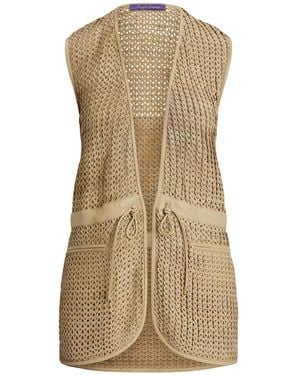 Ralph Lauren Woven-Leather Tabetha Vest - Natural