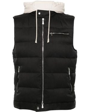 Eleventy Bi-Material Gilet - Black