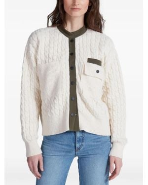 ASKK NY Cable-Knit Paneled Cardigan - Blue
