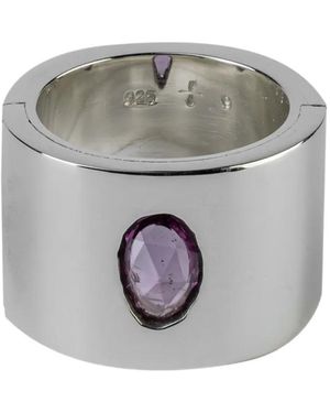 Parts Of 4 Sistema Sterlingsilberring Mit Saphir - Grau