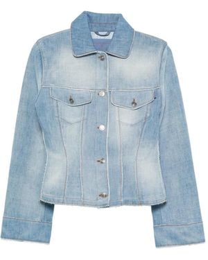 Ermanno Scervino Paneled Raw-Edge Denim Jacket - Blue
