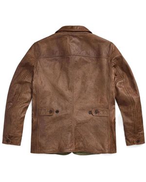 RRL Slim Fit Leather Moto Jacket in Black for Men | Lyst