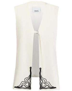 Erika Cavallini Semi Couture Embroidered Buckle-Fastening Waistcoat - White