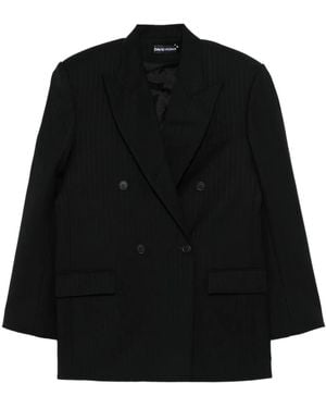 David Koma Pinstriped Double-Breasted Blazer - Black