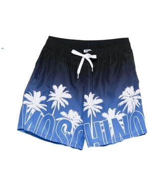 Moschino Palm-Tree-Print Swim Shorts - Blue