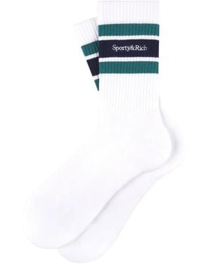 Sporty & Rich Gestreifte Socken Mit Logo - Blau