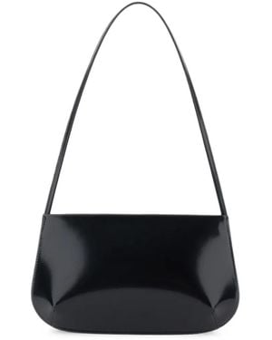 Faune Bra Leather Shoulder Bag - Black