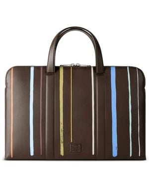 Paul Smith Painted Stripe Slim Leather Folio Bag - Brown