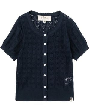 AAPE BY A BATHING AP Heart-Pointelle Cardigan - Blue