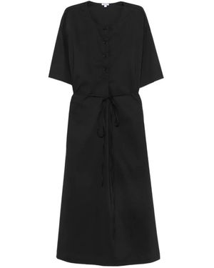 Aspesi Vestido Camisero Midi Con Cinturón - Negro