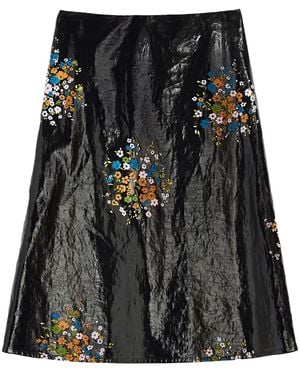 Jil Sander Floral-Print Midi Skirt - Black