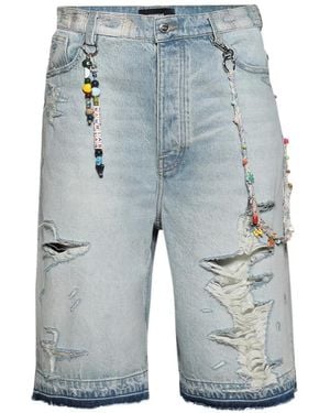 NAHMIAS Venice Distressed Denim Shorts - Blue