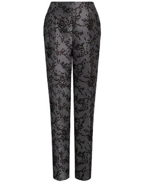 Alberta Ferretti Floral-Print Pressed-Crease Pants - Black