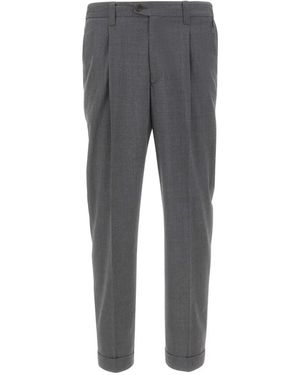 Devore Pleats Cuffed Pants - Gray