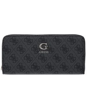 Guess Monogram-Print Logo-Plaque Wallet - Black