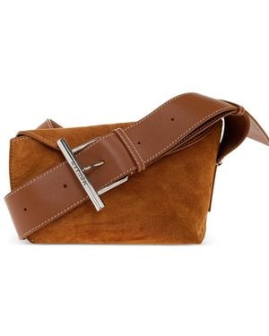 McQueen Buckle Leather Shoulder Bag - Black